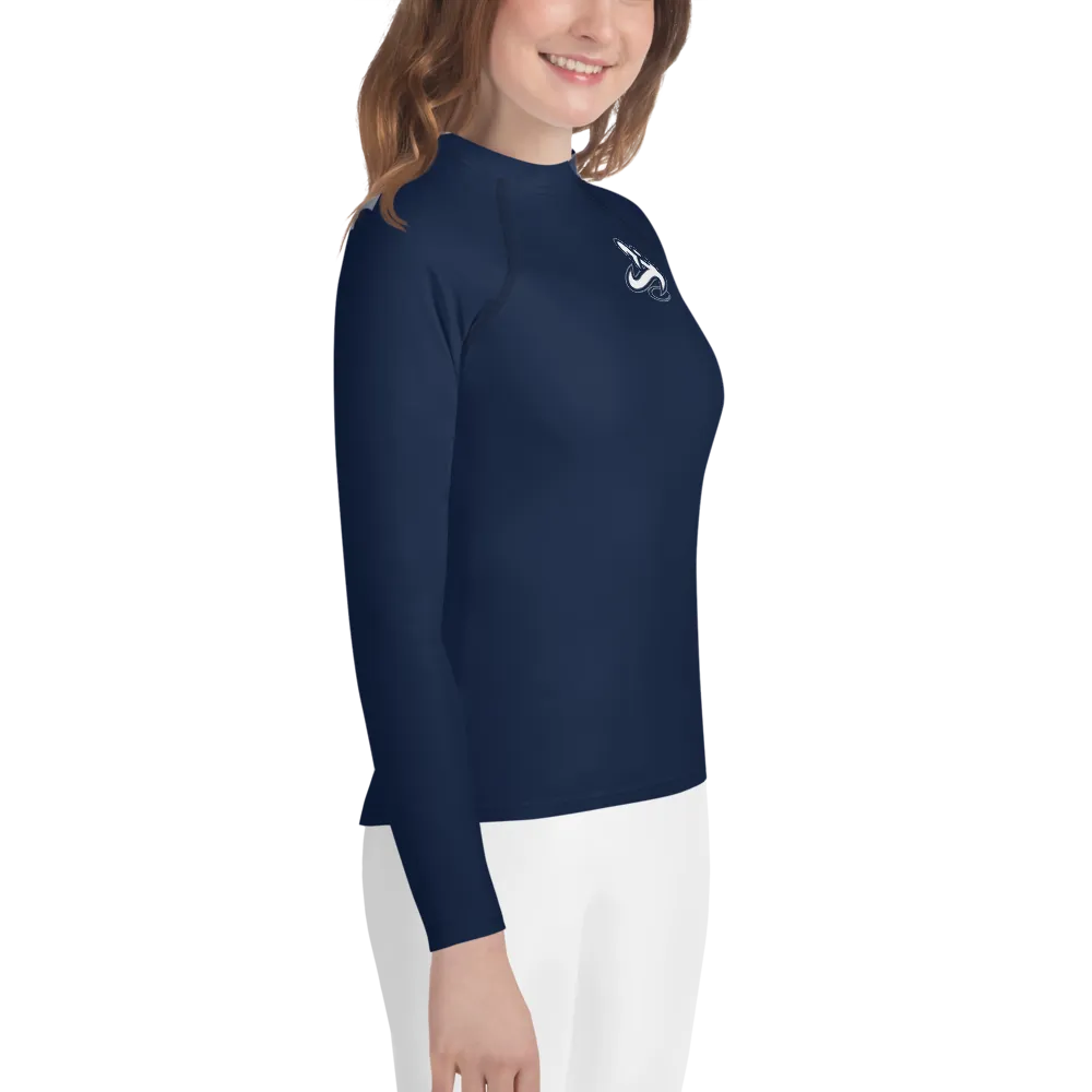 Athletic Apparatus Navy Blue White logo Youth Rash Guard