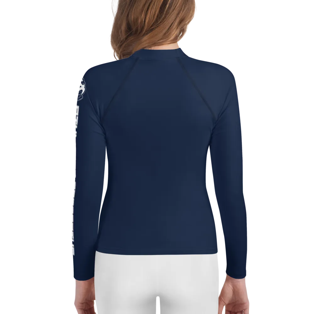 Athletic Apparatus Navy Blue White logo Youth Rash Guard