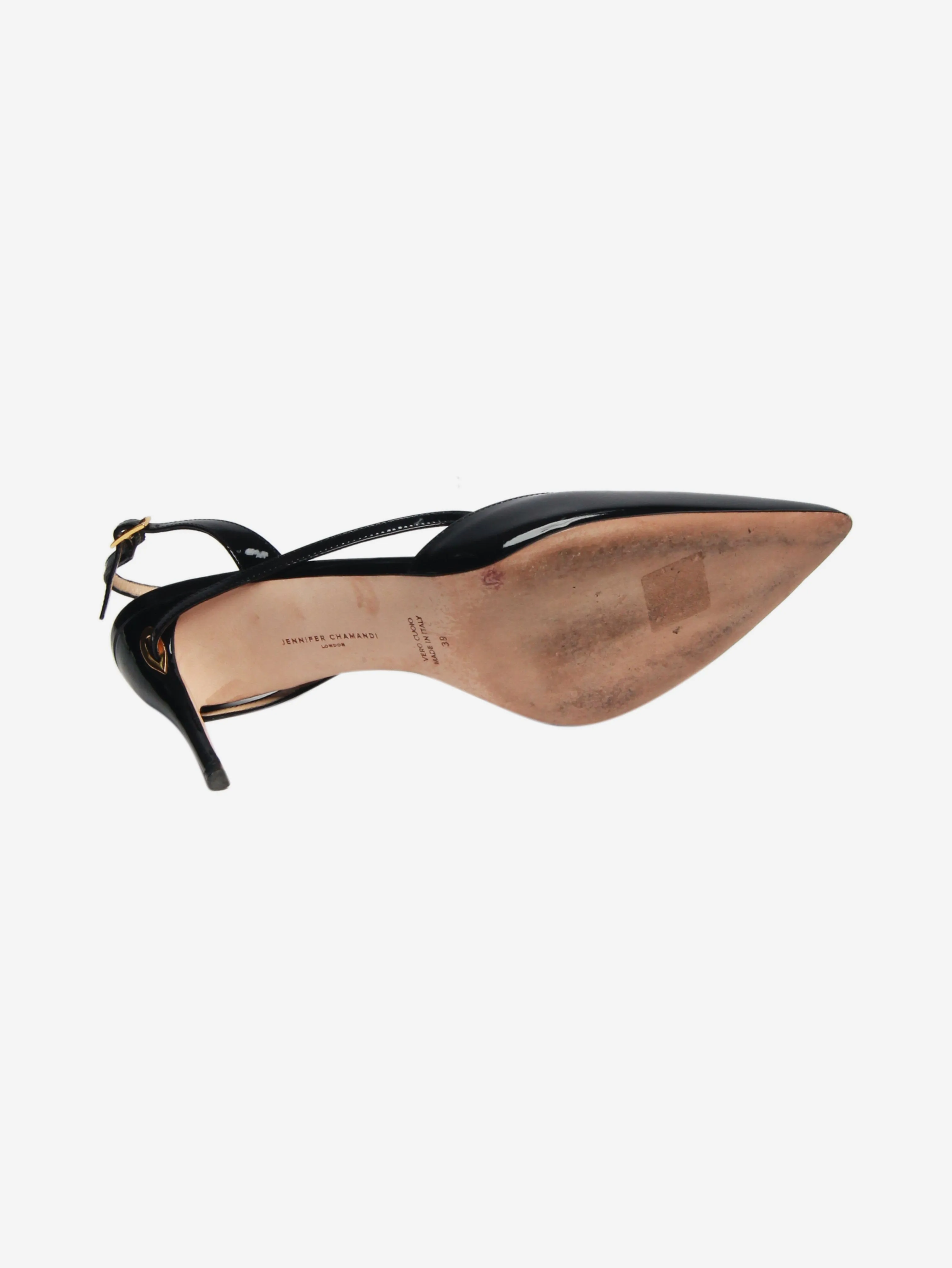 Black leather Vittorio slingback pumps - size EU 39