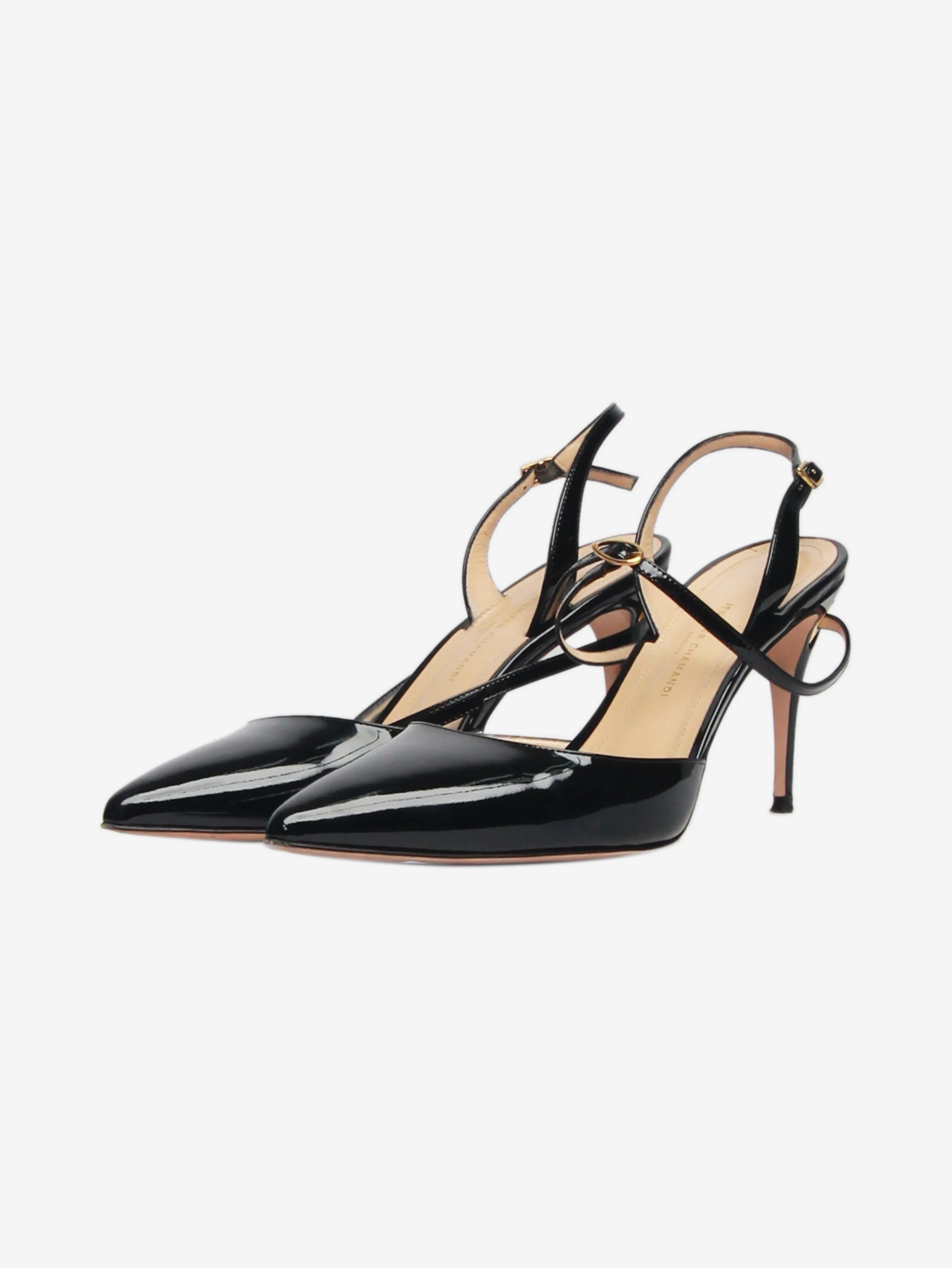 Black leather Vittorio slingback pumps - size EU 39