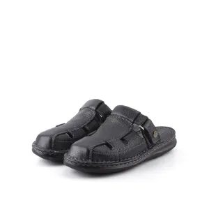 camel active Leather Covered Toe Slip On Sandals Men Black KINGLEY-892411-FF3SV-1