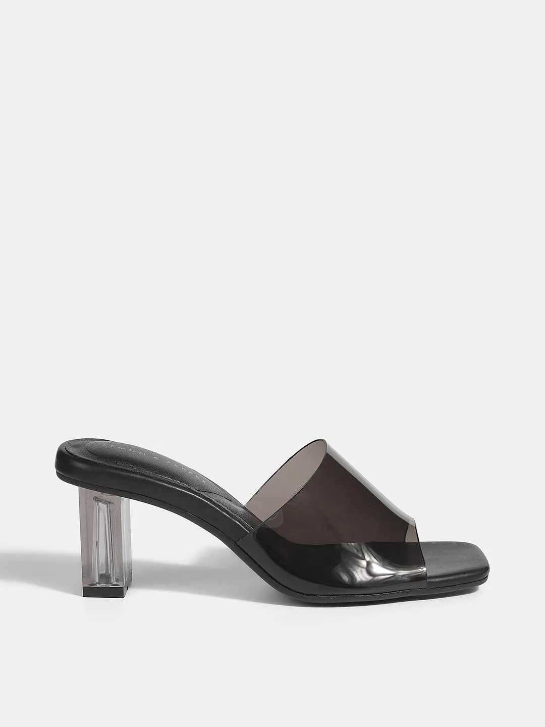 Chic Square-Toe Block Heel Transparent Sandals