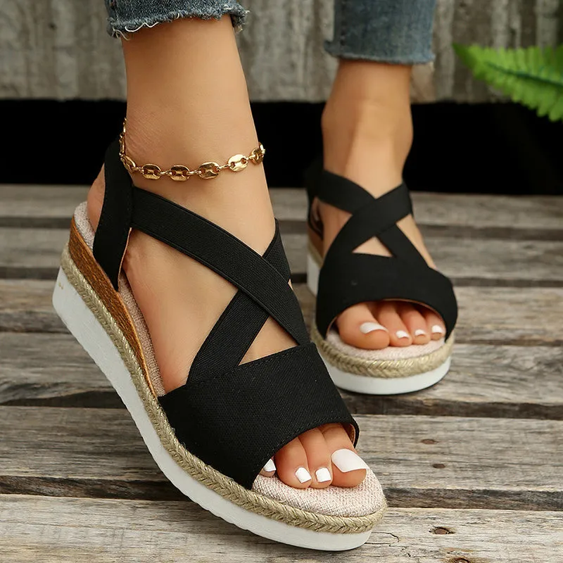Christina  Gladiator-Sandalen mit Plateau und Hanfabsatz