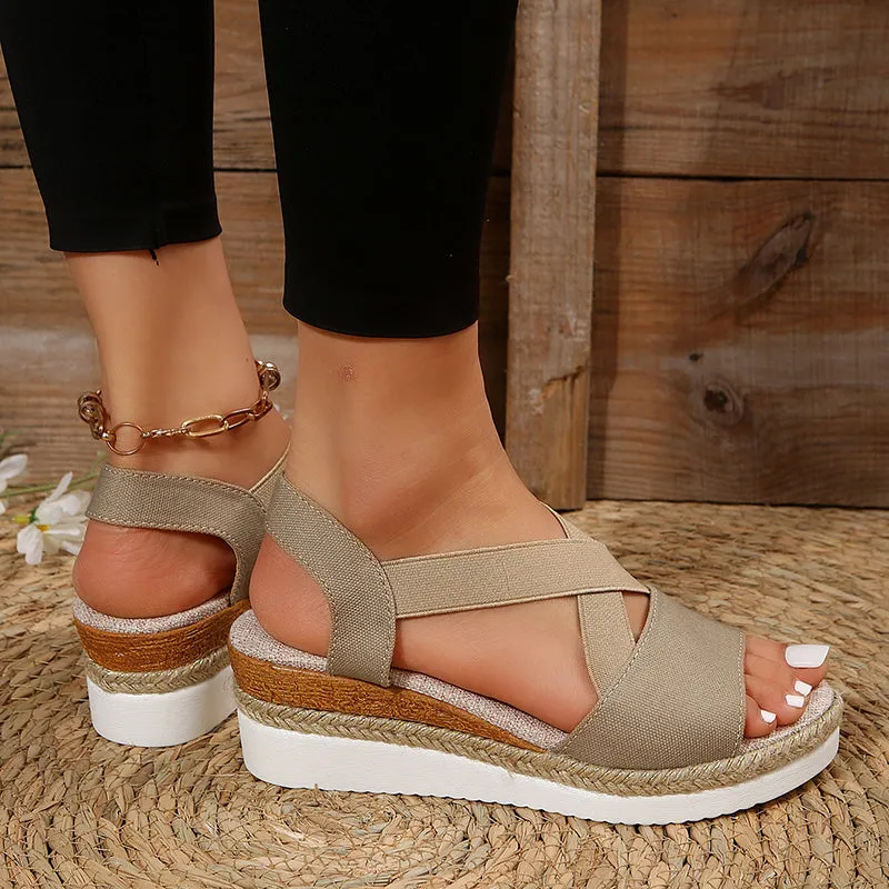 Christina  Gladiator-Sandalen mit Plateau und Hanfabsatz