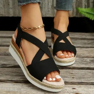 Christina  Gladiator-Sandalen mit Plateau und Hanfabsatz