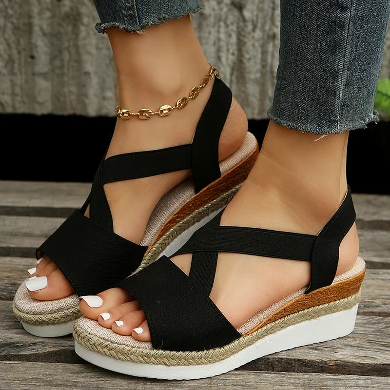 Christina  Gladiator-Sandalen mit Plateau und Hanfabsatz