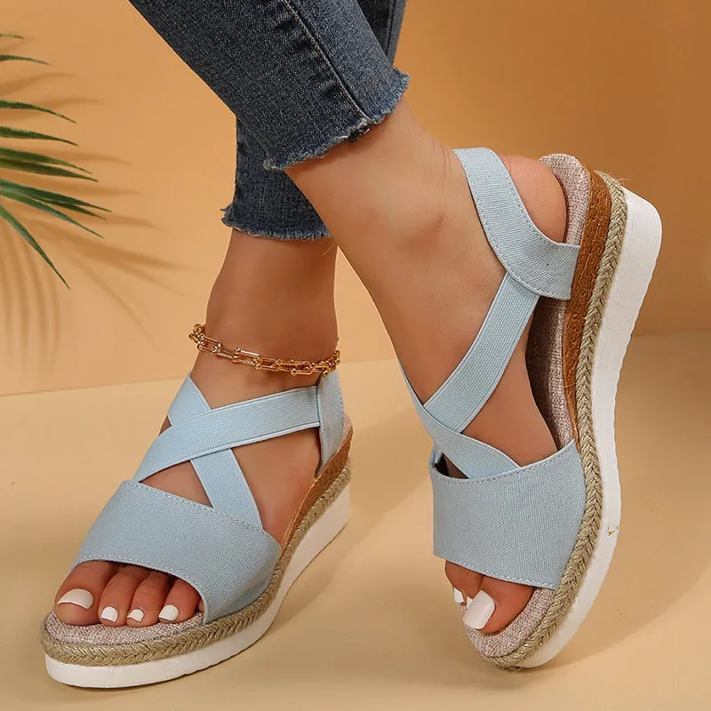 Christina  Gladiator-Sandalen mit Plateau und Hanfabsatz