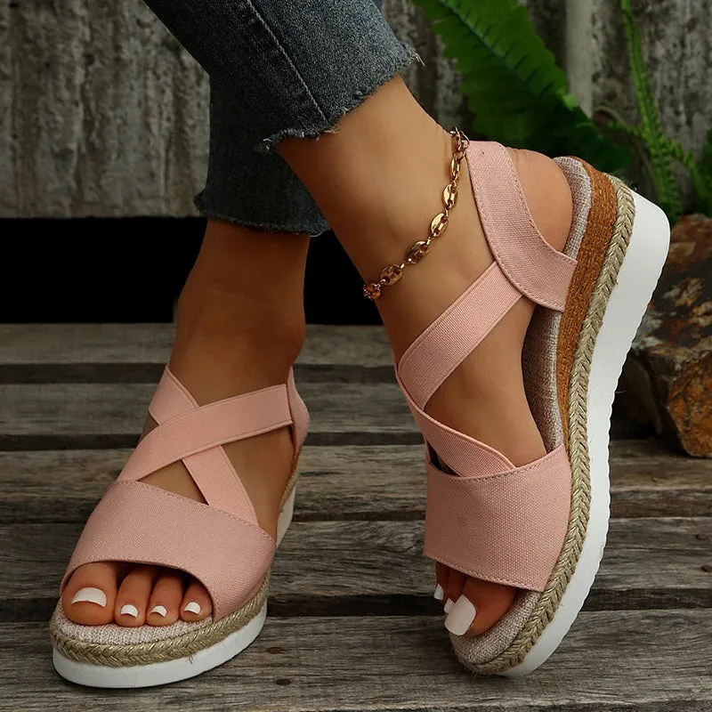 Christina  Gladiator-Sandalen mit Plateau und Hanfabsatz