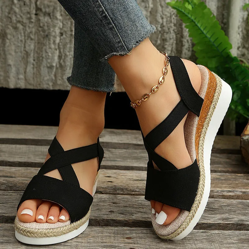 Christina  Gladiator-Sandalen mit Plateau und Hanfabsatz