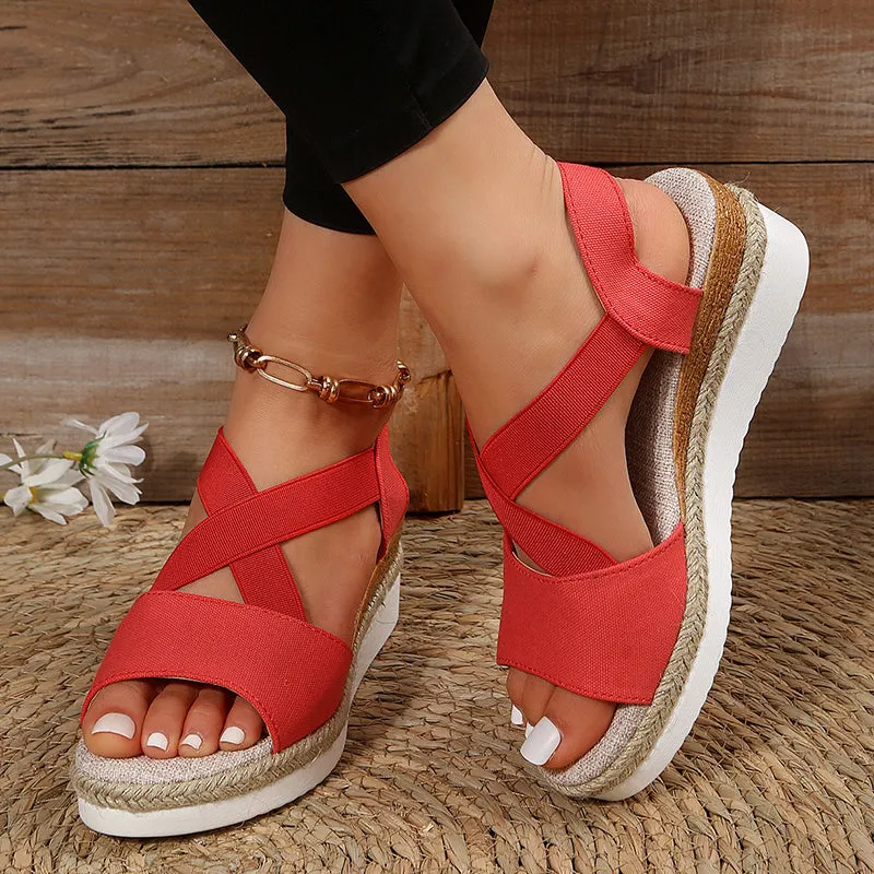 Christina  Gladiator-Sandalen mit Plateau und Hanfabsatz
