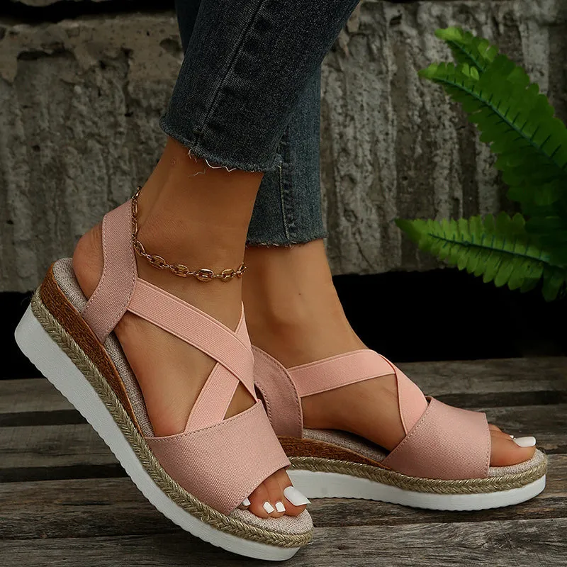 Christina  Gladiator-Sandalen mit Plateau und Hanfabsatz