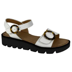 Cipriata L282 WHITE Twin Buckle Wedge Sandal