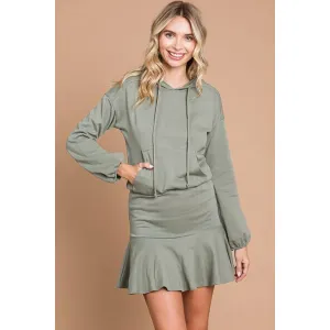 Culture Code Full Size Drawstring Dropped Shoulder Hooded Mini Dress