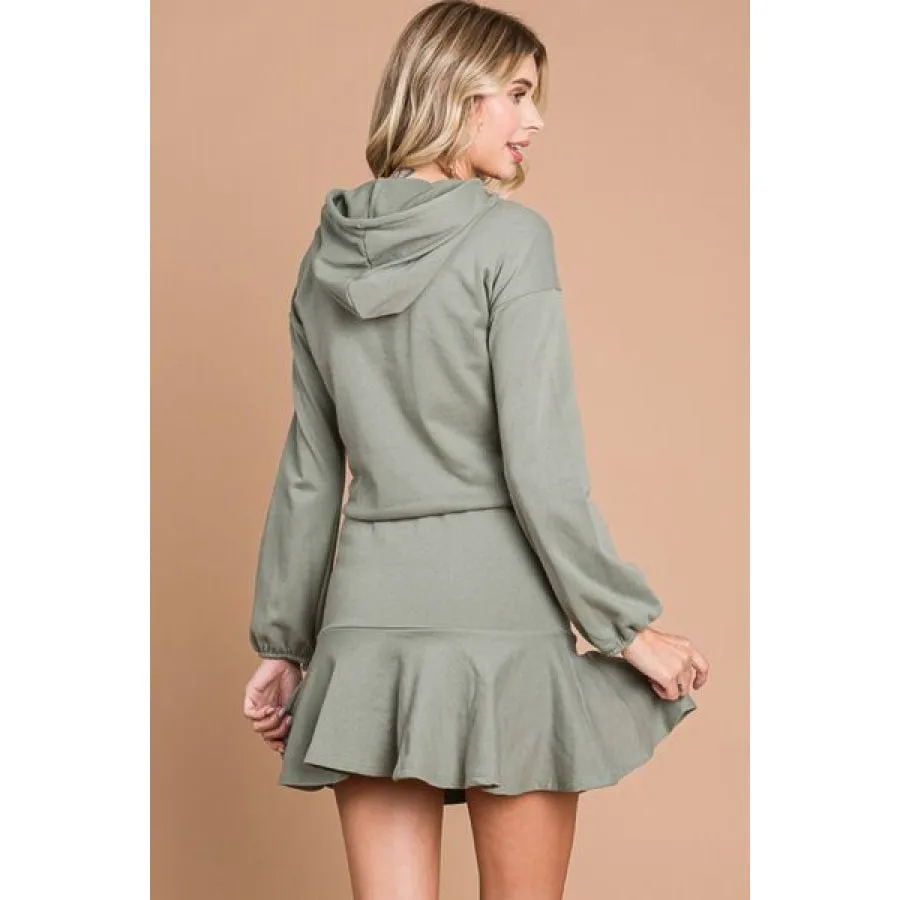 Culture Code Full Size Drawstring Dropped Shoulder Hooded Mini Dress