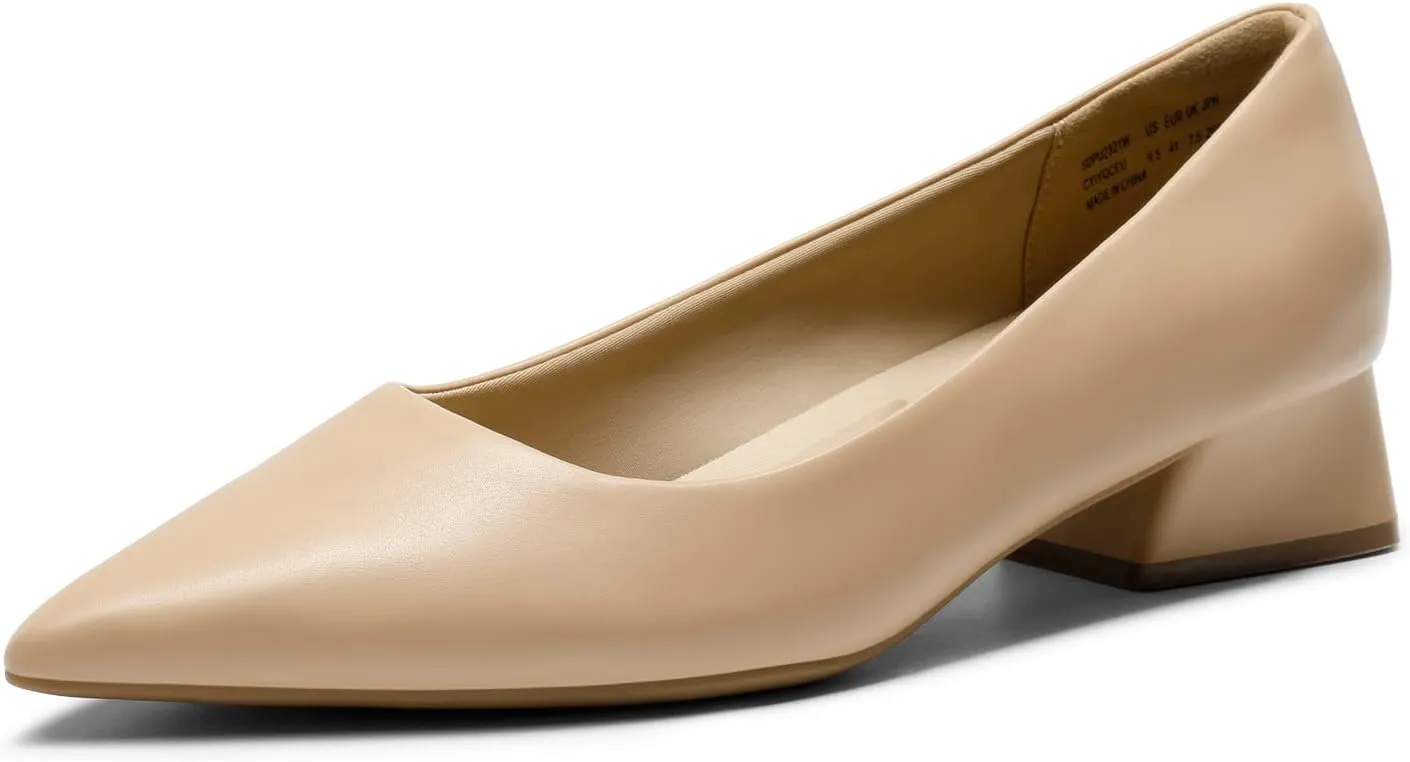 DREAM PAIRS Women's Chunky Heels Closed Toe Low Block Work Shoes Pointed Toe Dress Comfortable Wedding Pumps