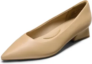 DREAM PAIRS Women's Chunky Heels Closed Toe Low Block Work Shoes Pointed Toe Dress Comfortable Wedding Pumps
