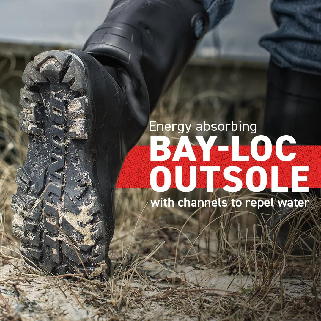 DUNLOP Protective Footwear, Chesapeake Steel Toe, 100% Waterproof, Lightweight, Industrial and Construction PVC Boots, Slip Resistant, 8677677.14, Size 14 US, Black