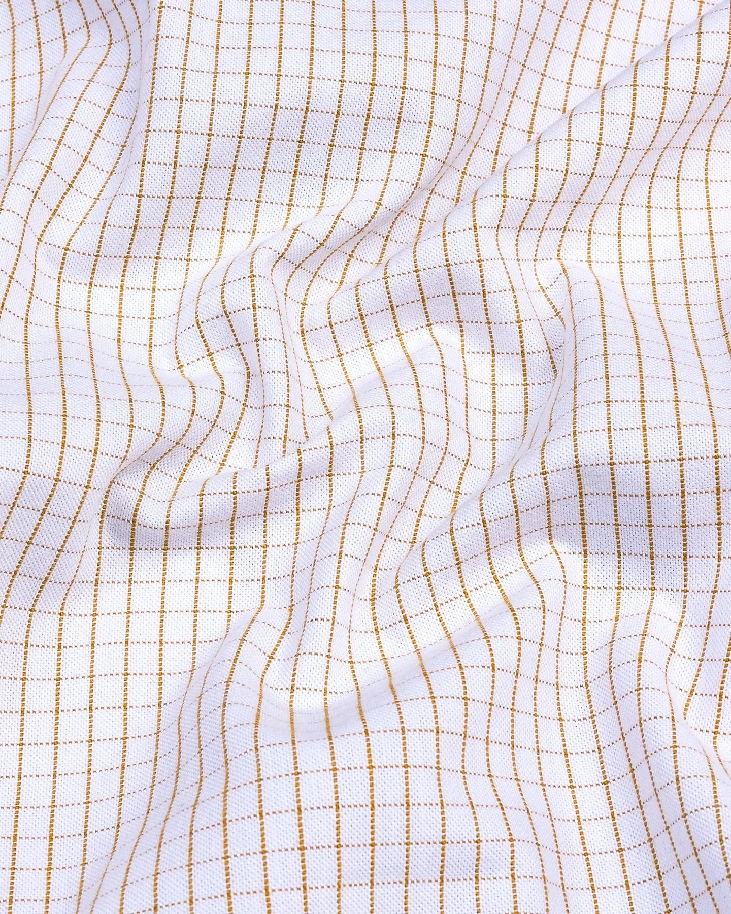 Dusty White With Cream Check Oxford Cotton Formal Shirt