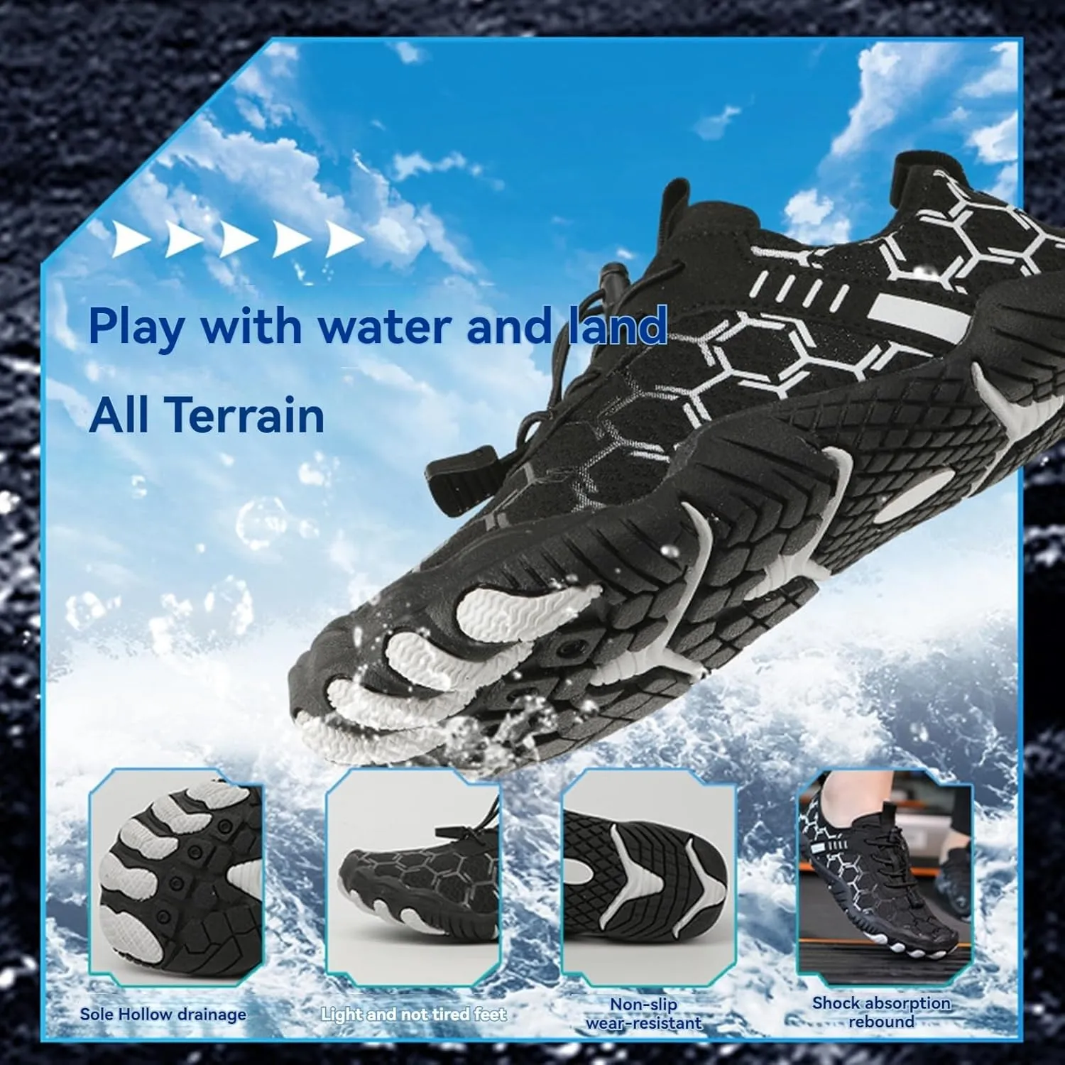 Footwear Barefoot Shoes Womens Mens Quick Dry Healthy Non-Slip Baresteps Athletic Wide Toe Running Water with Drainage Holes Hike Pro Box Hiking Walking Breathable Lightweight Unisex