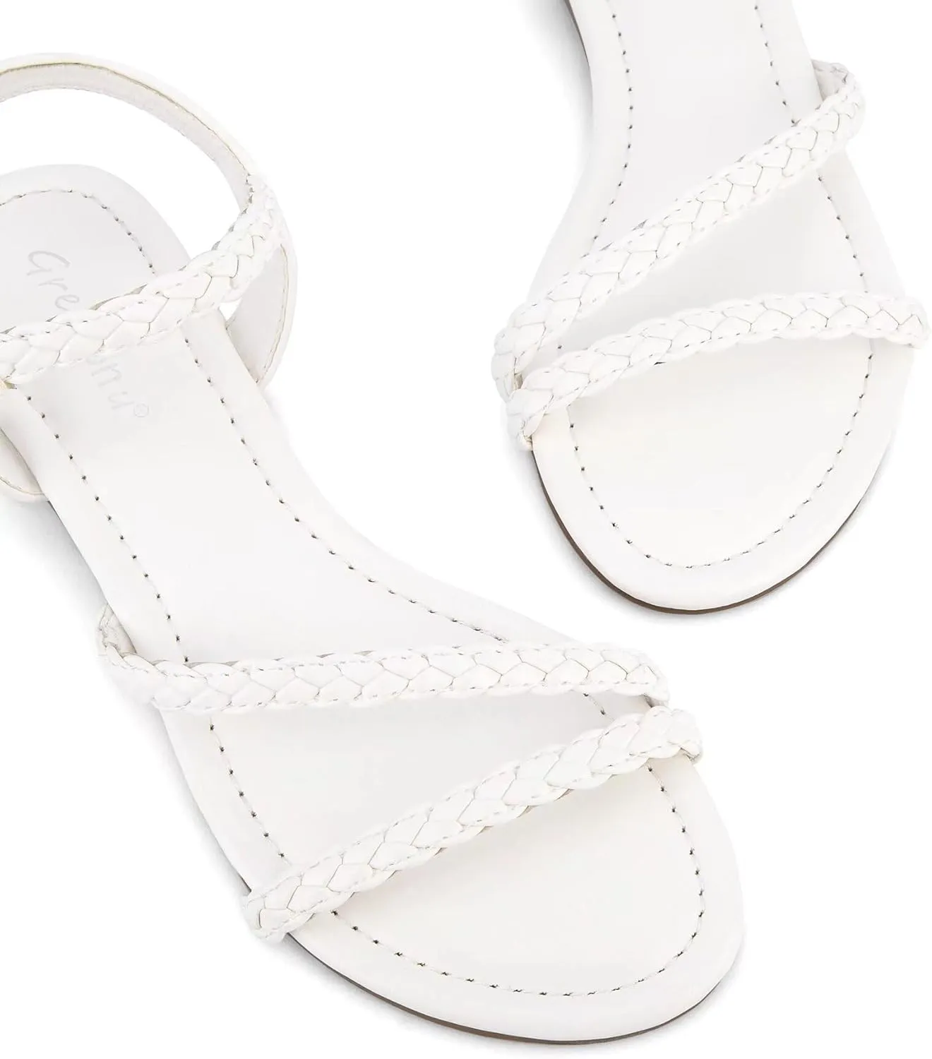 Greatonu Womens Flat Sandals Slip On Summer Gladiator Open Toe Braided Slingback Shoes
