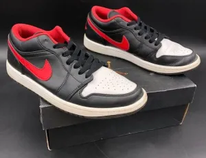 Nike Air Jordan 1 Low Men's 'White Toe' & Black/Red Sneakers - Size 8 ( COA)