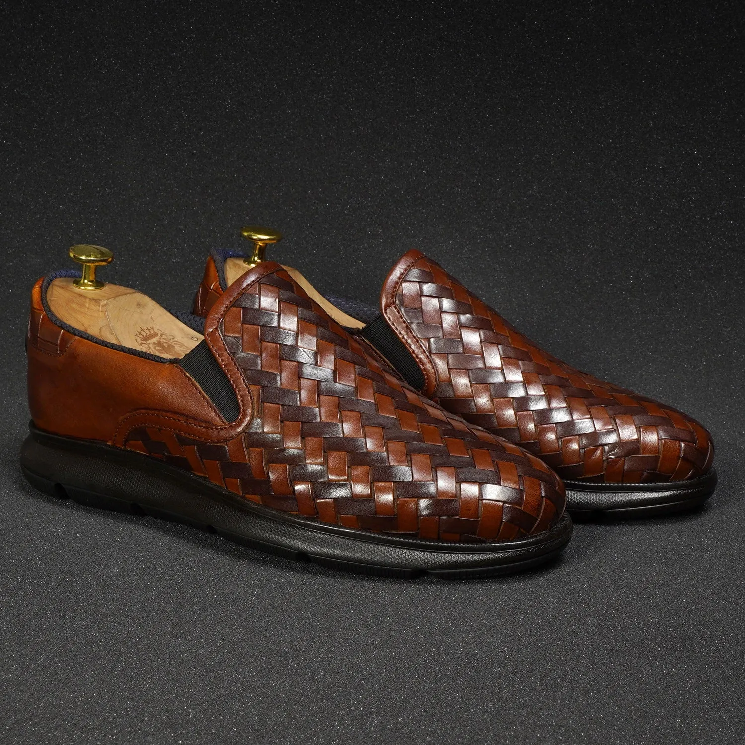 Tan Weaved Sneaker with Extra Light Weight Sole
