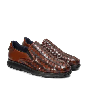 Tan Weaved Sneaker with Extra Light Weight Sole