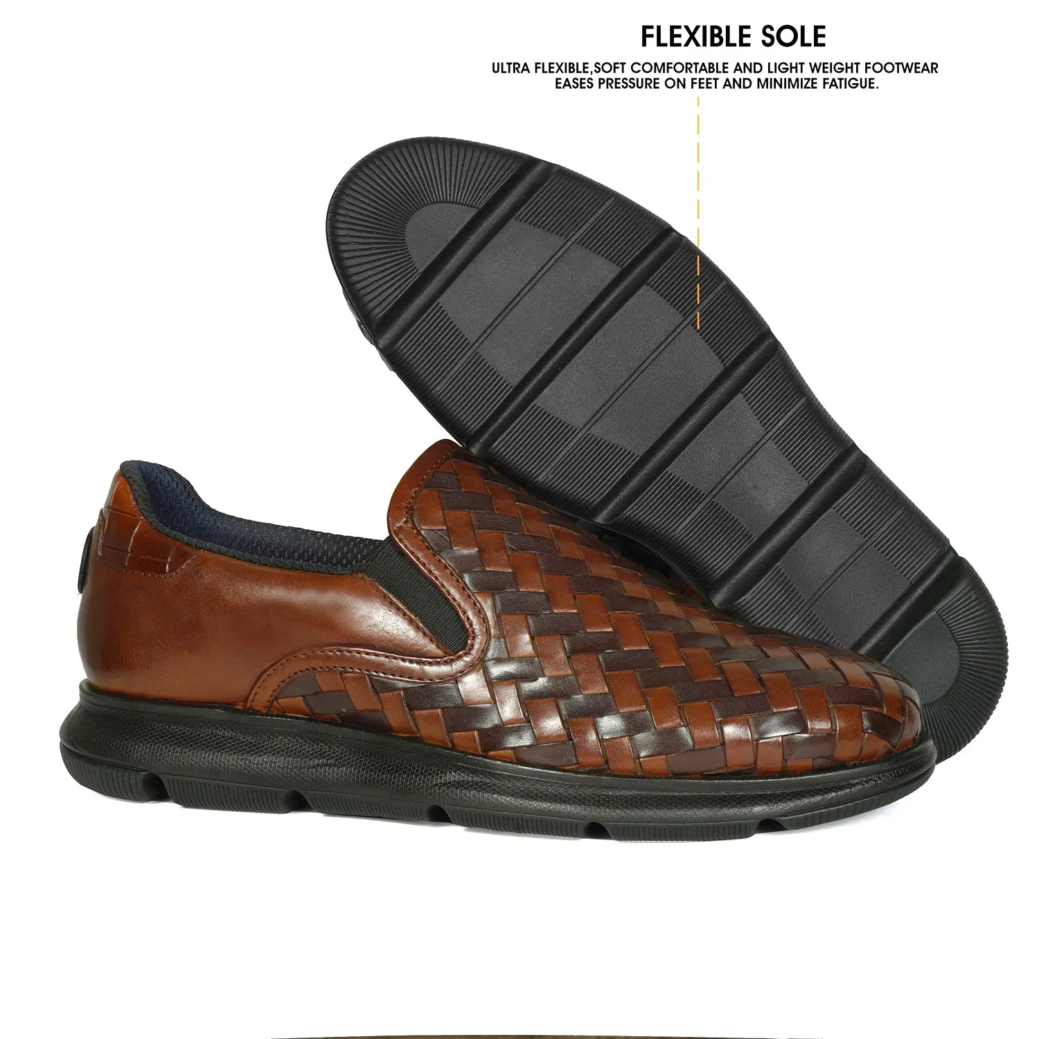 Tan Weaved Sneaker with Extra Light Weight Sole