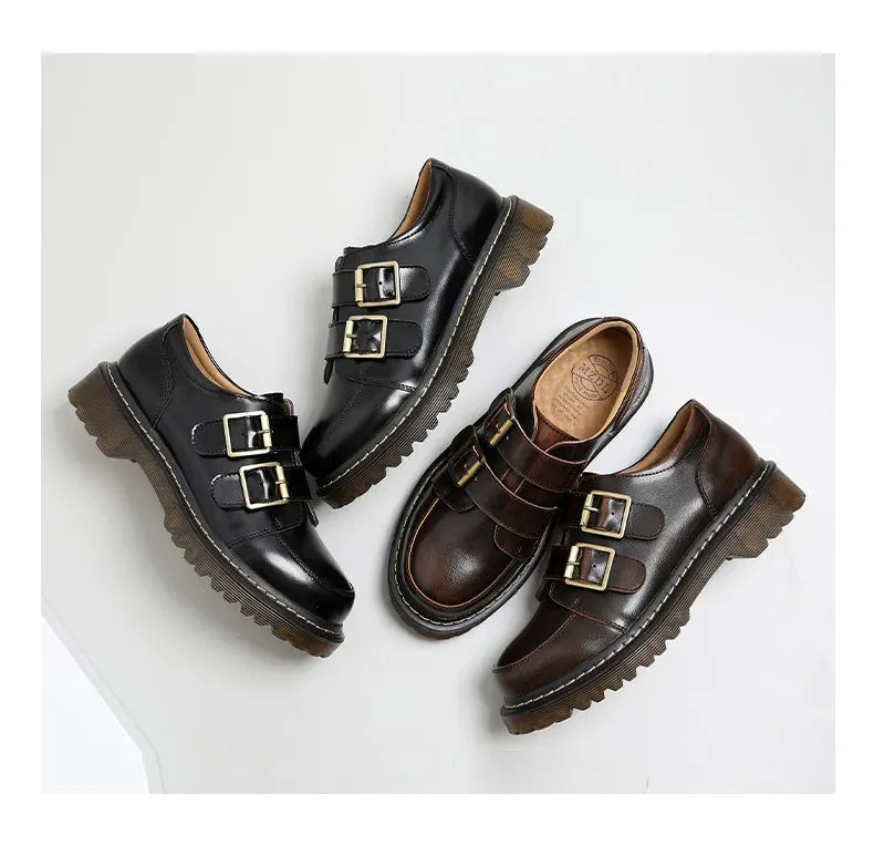 Women Flat Casual Loafers Shoe Ladies Flat Fashion Vintage British Leather Oxford Loafers Fashion Designer Leather Slip on Shoes
