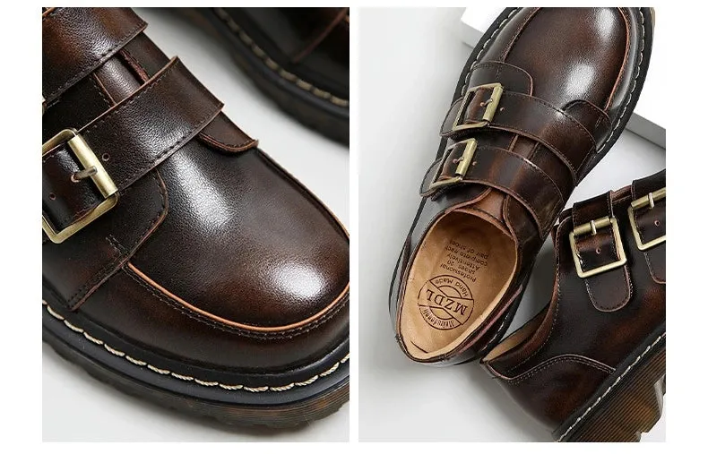Women Flat Casual Loafers Shoe Ladies Flat Fashion Vintage British Leather Oxford Loafers Fashion Designer Leather Slip on Shoes