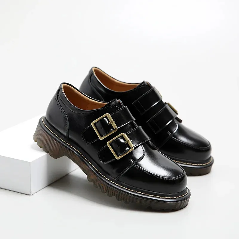 Women Flat Casual Loafers Shoe Ladies Flat Fashion Vintage British Leather Oxford Loafers Fashion Designer Leather Slip on Shoes