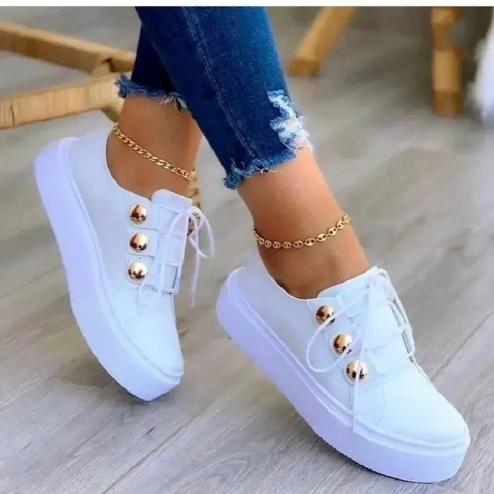 Women White Casual Sneakers Autumn Woman Leather Pu Fashion Vulcanized Shoes Female Platform Casual Shoes Zapatillas De Mujer