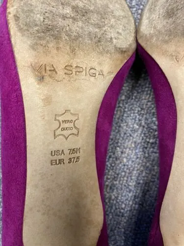 Women's VIA SPIGA Carola Fuschia Suede Pointed Toe Pumps  Sz: 7.5 