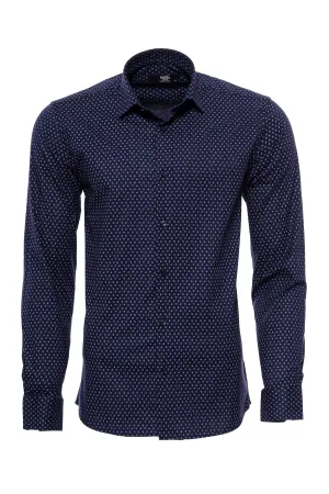 WSS Patterned Navy Blue Men Shirt  - Newcastle